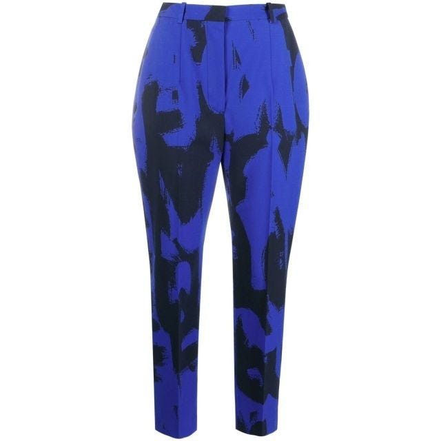 Alexander McQueen o1y0325 Pant in Blue & Black Size 26" / US 2 / IT 38 - 1 Thumbnail