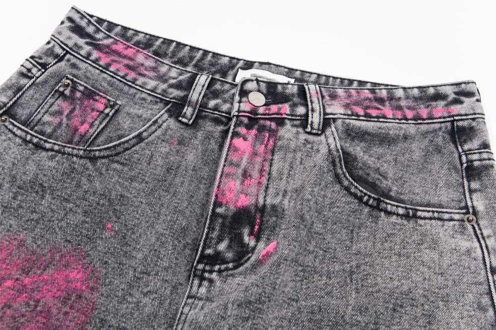 Japanese Brand × Jean Heavy contrast color splash ink distressed jeans y2k Size US 32 / EU 48 - 3 Thumbnail