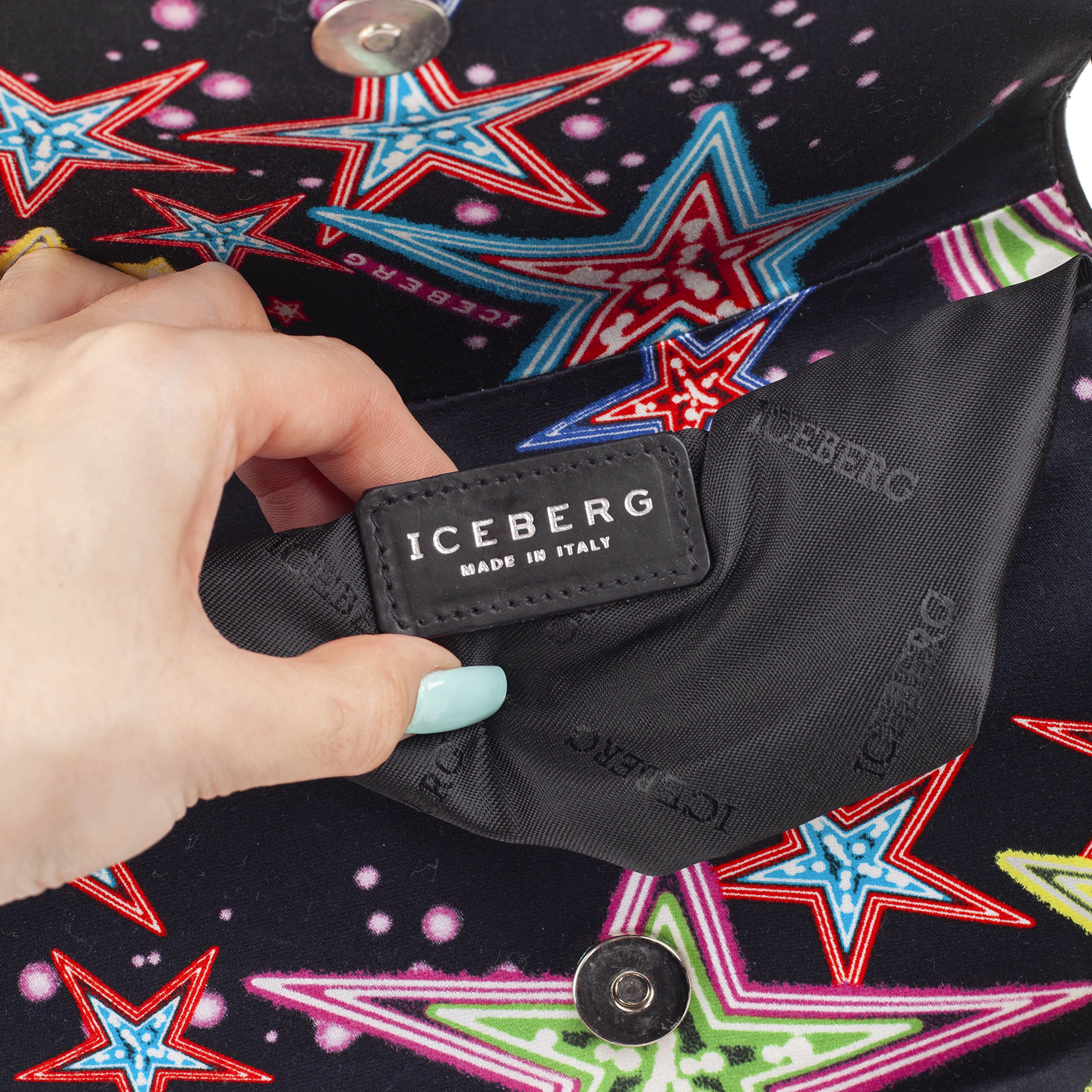 Iceberg Iceberg Stars Print Vintage Black Shoulder Bag Size ONE SIZE - 9 Thumbnail