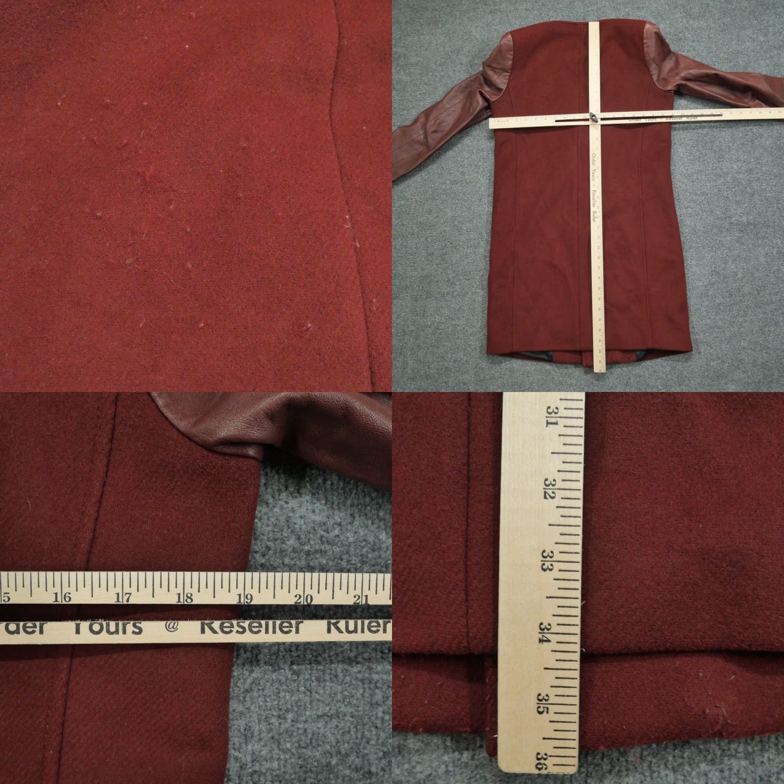 Zara Zara Jacket Womens Small Red Burgundy Wool Leather Blazer Long Asymmetrical Zip Size S / US 4 / IT 40 - 8 Thumbnail