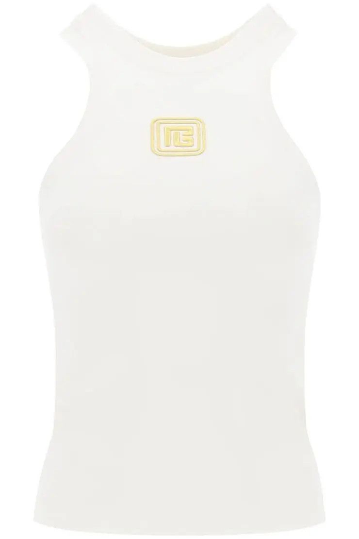 image of Balmain O1S22I1N0424 Embroidery Tank Top In White, Women's (Size XS)