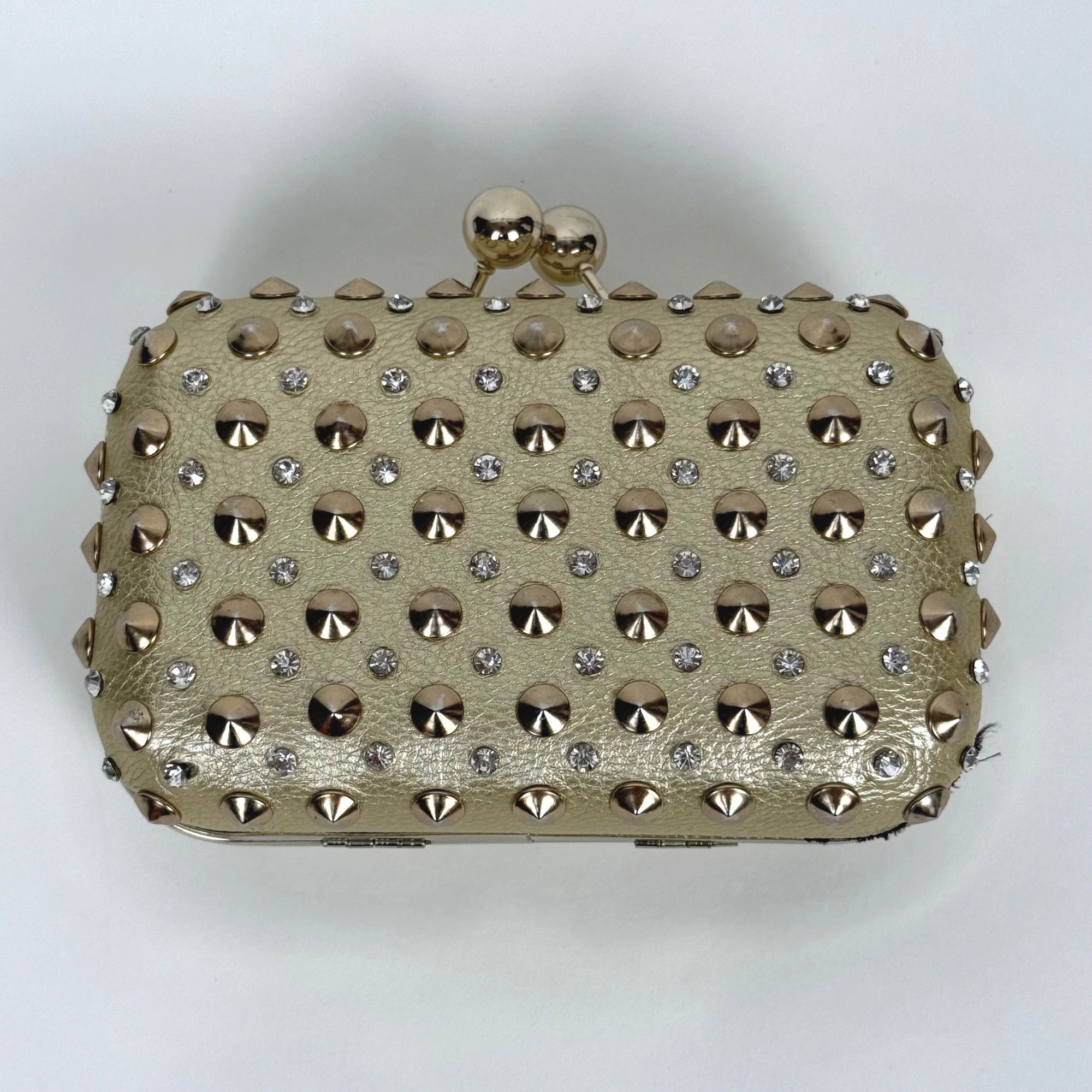 Other Gold Studded Rhinestone Clutch Evening Bag Edgy Sparkly Form Size ONE SIZE - 1 Thumbnail