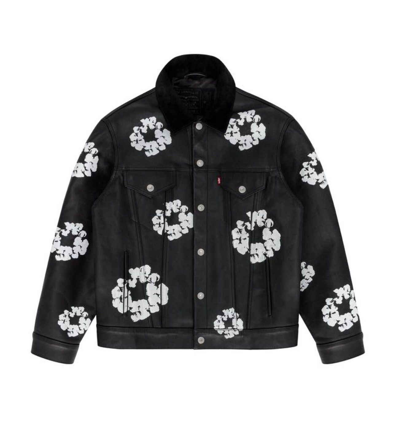 DENIM TEARS Denim Tears Leather Embossed Wreath Puffer Jacket