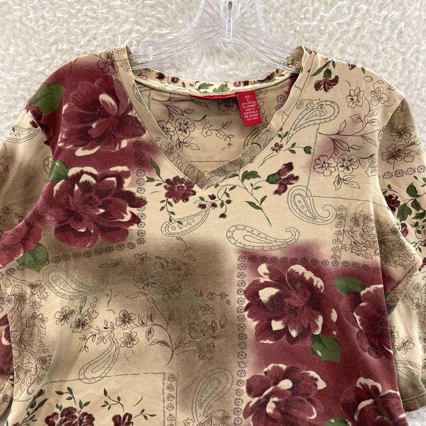 Gloria Vanderbilt VINTAGE Y2K Top Large Floral Paisley Cyber Boho Fairy Grunge Whimsigoth Western Shirt L Beige Mens Womens Girls Boys Size L / US 10 / IT 46 - 3 Thumbnail