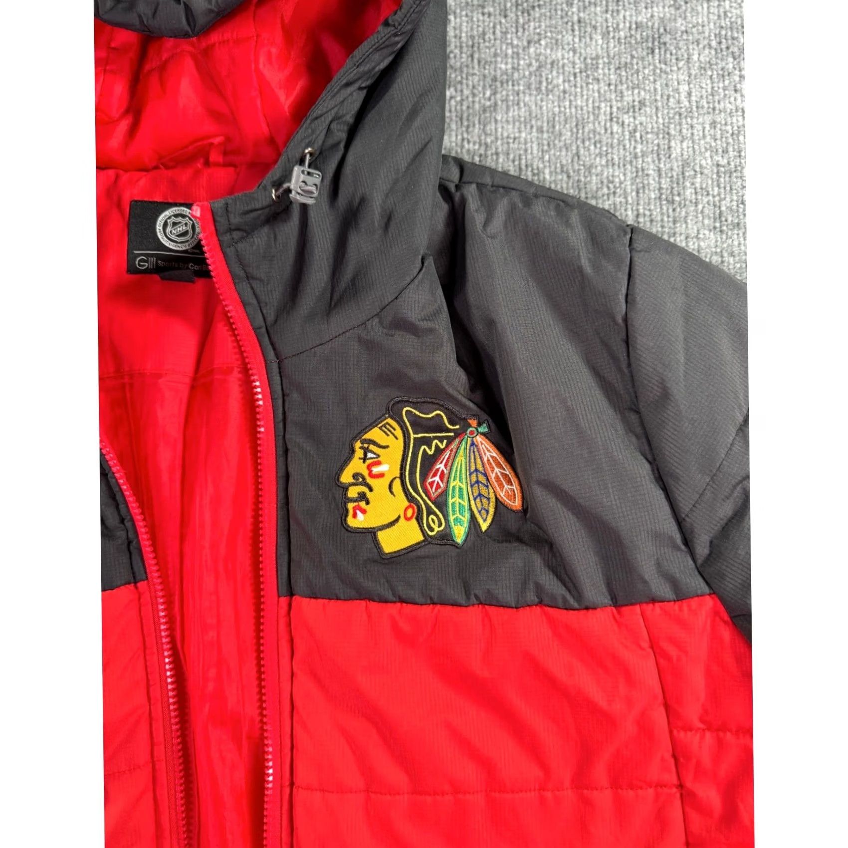 G-III GIII Sports Chicago Blackhawks Puffer Jacket Mens XL Red Black Quilted Polyester Size US XL / EU 56 / 4 - 4 Thumbnail