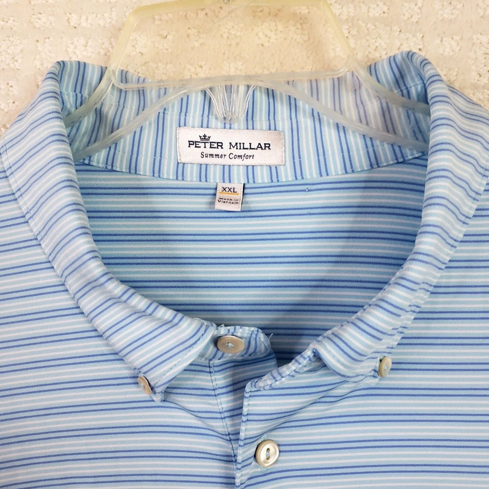 Peter Millar Peter Millar Polo Shirt Mens 2XL Blue Striped Lightweight Short Sleeve Collared Golf Summer Comfort Shirt Men Size US XXL / EU 58 / 5 - 4 Thumbnail