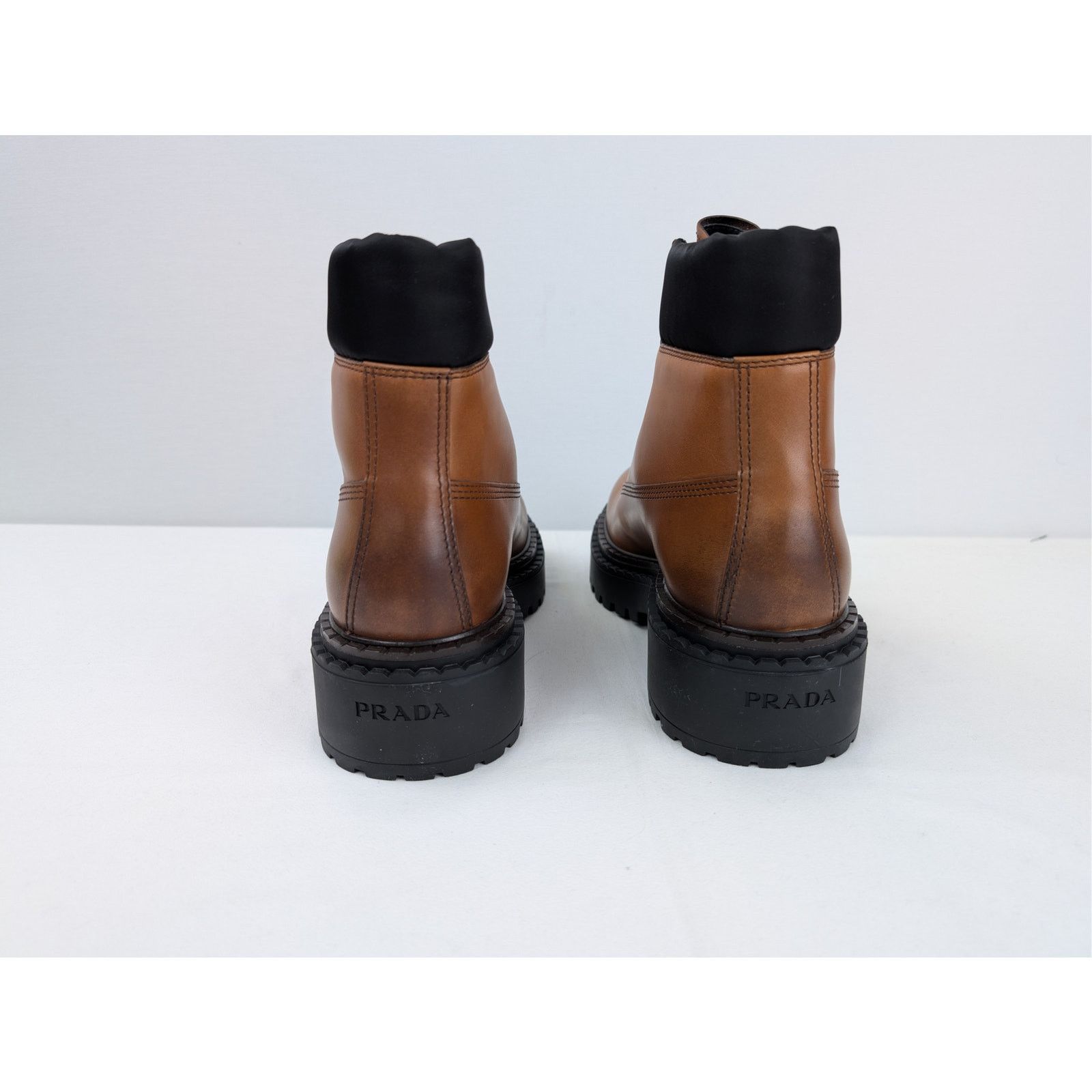Prada o1rshd1 leather and recycled nylon ankle boots in Cognac Size US 10.5 / EU 43-44 - 11 Thumbnail