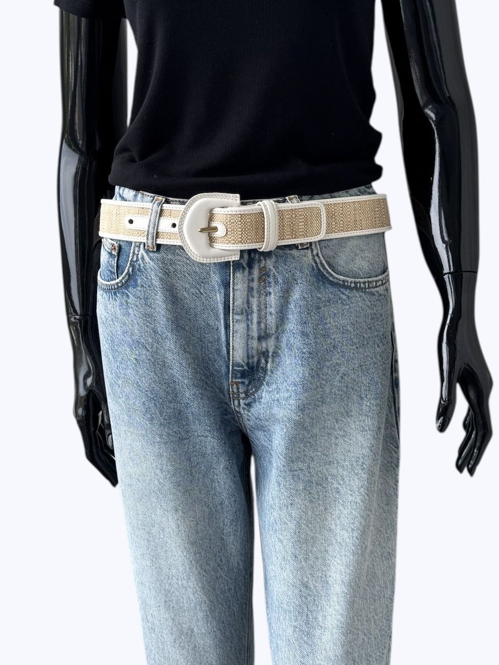 Zimmermann Zimmermann postcard leather trimmed woven raffia waist belt Size ONE SIZE - 11 Thumbnail