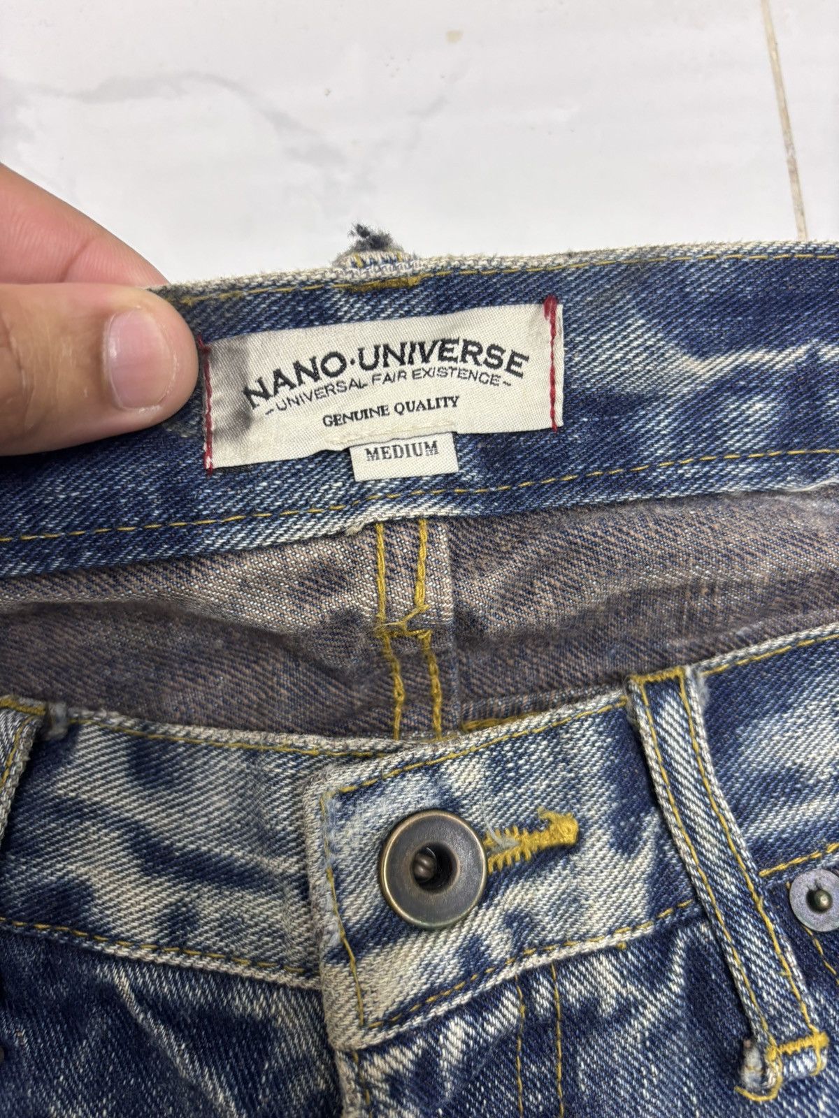 NANO universe × Number (N)ine Nano Universe Boro Patchwork Mud Wash Distressed Denim Jean Size US 33 - 9 Thumbnail
