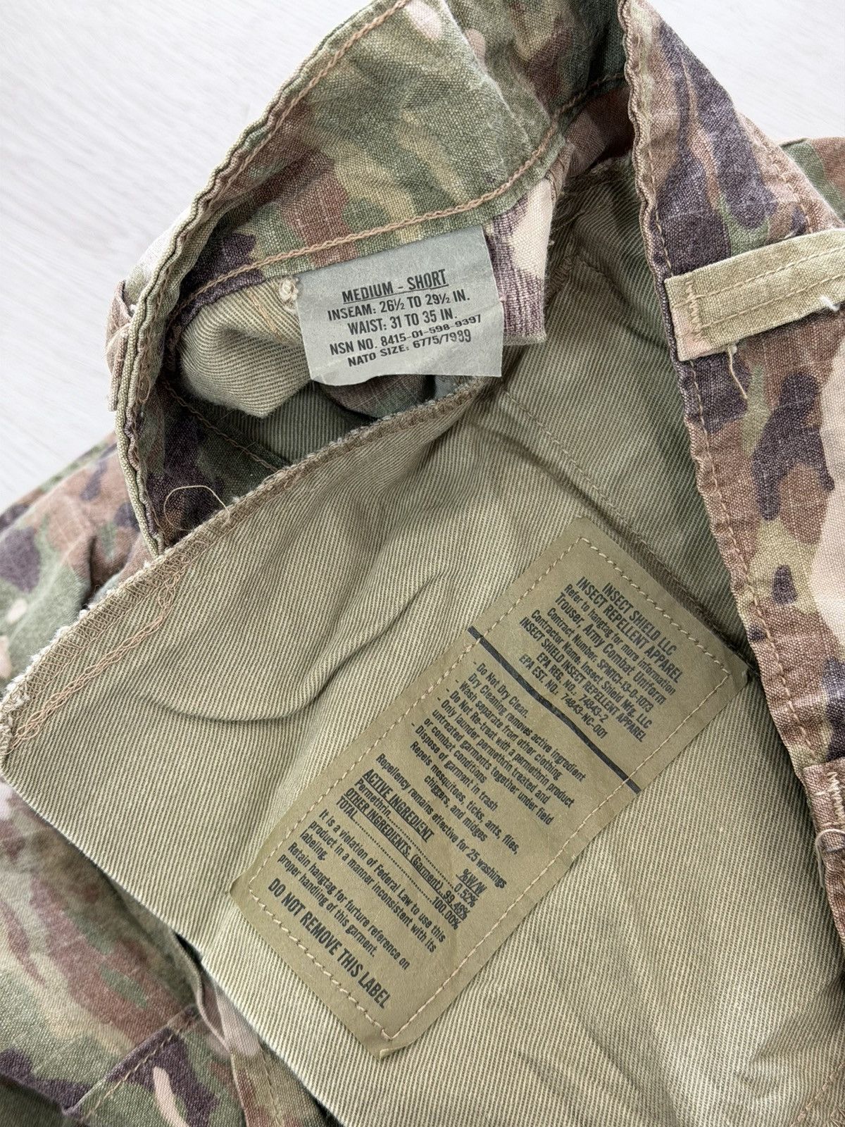 Vintage Insect Shield US Army Combat Pants Medium-Short Camo Utility Size US 34 / EU 50 - 5 Thumbnail