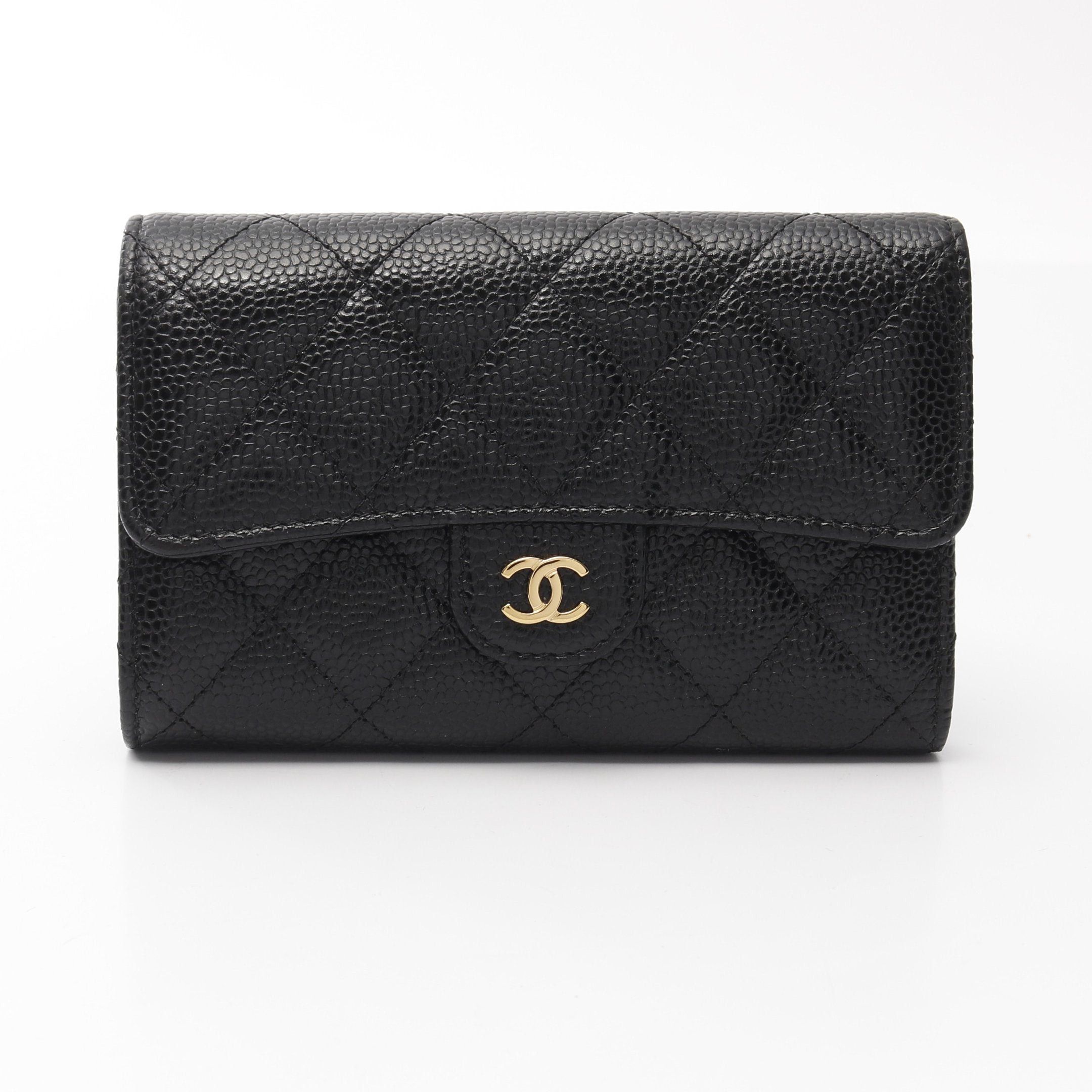Chanel Chanel Matelasse Trifold Wallet Caviar Skin Black Gold Hardware Size ONE SIZE - 1 Thumbnail