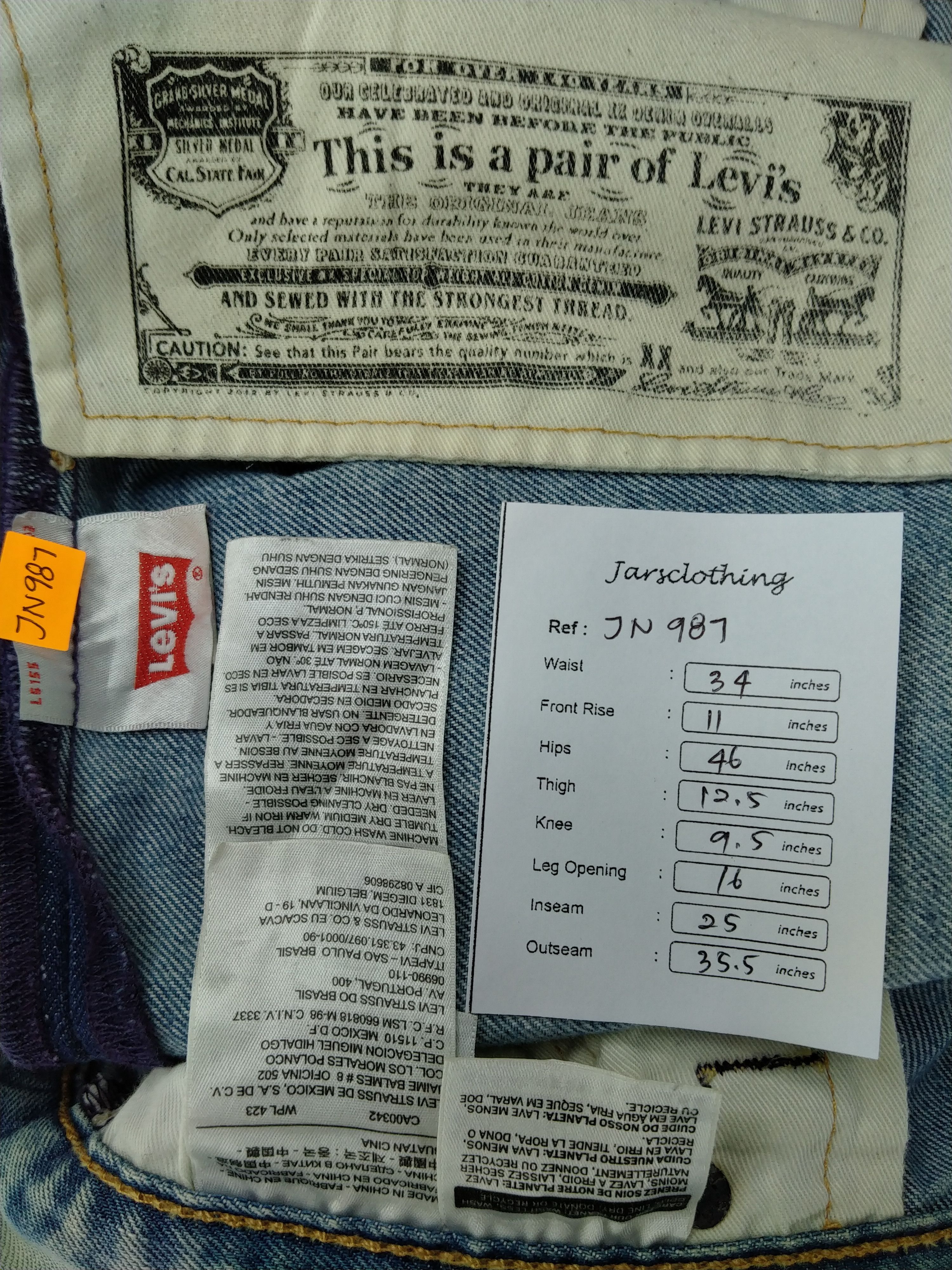 Levi's Light Blue Wash Levi's 501 Jeans 34x25 Denim -JN987 Size US 34 / EU 50 - 8 Thumbnail