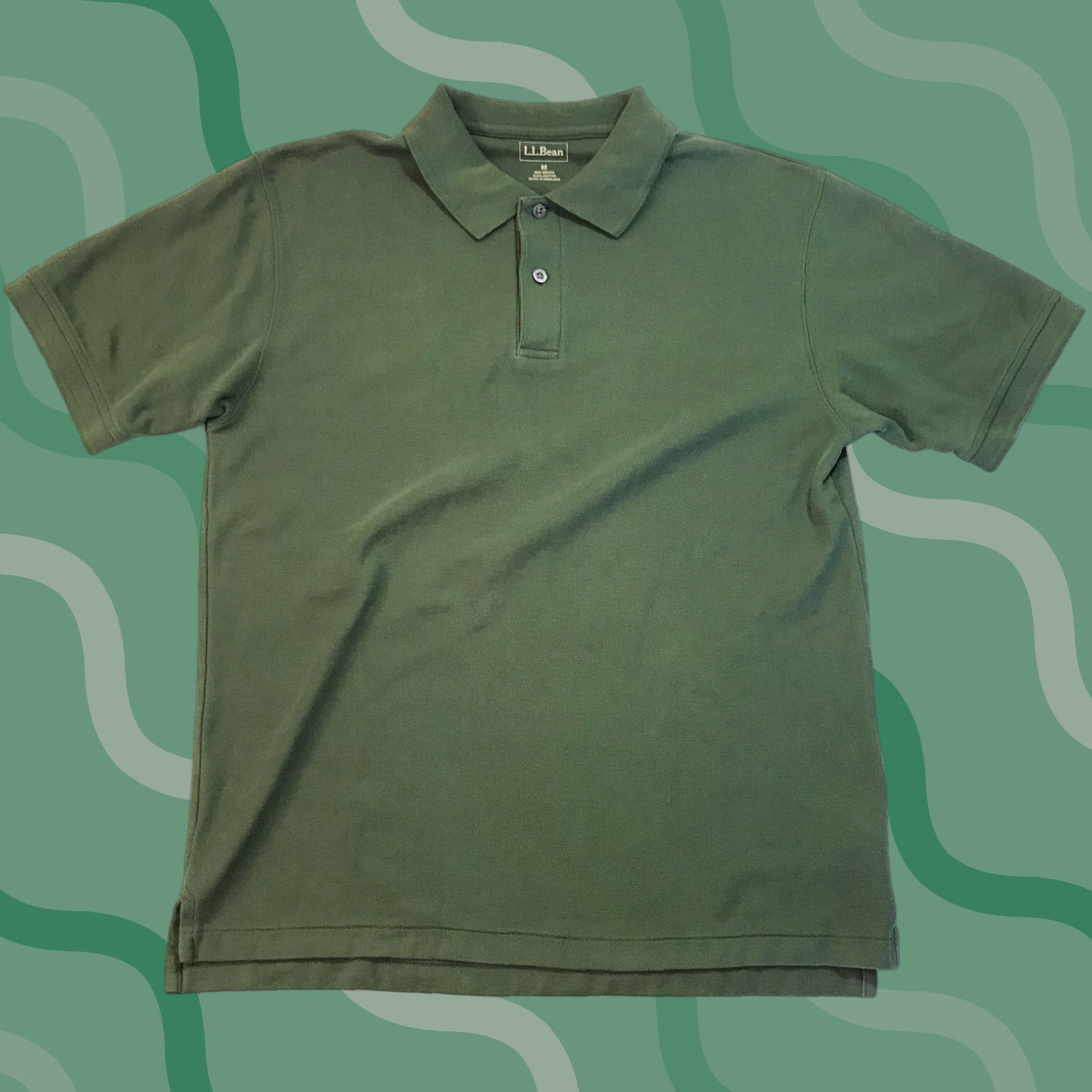 Vintage LL Bean Polo Shirt Golf Short Sleeve Olive Green M Mens 100% Cotton Traditional Fit Shirt Polo Golf Preppy N/A Size 40R - 1 Thumbnail