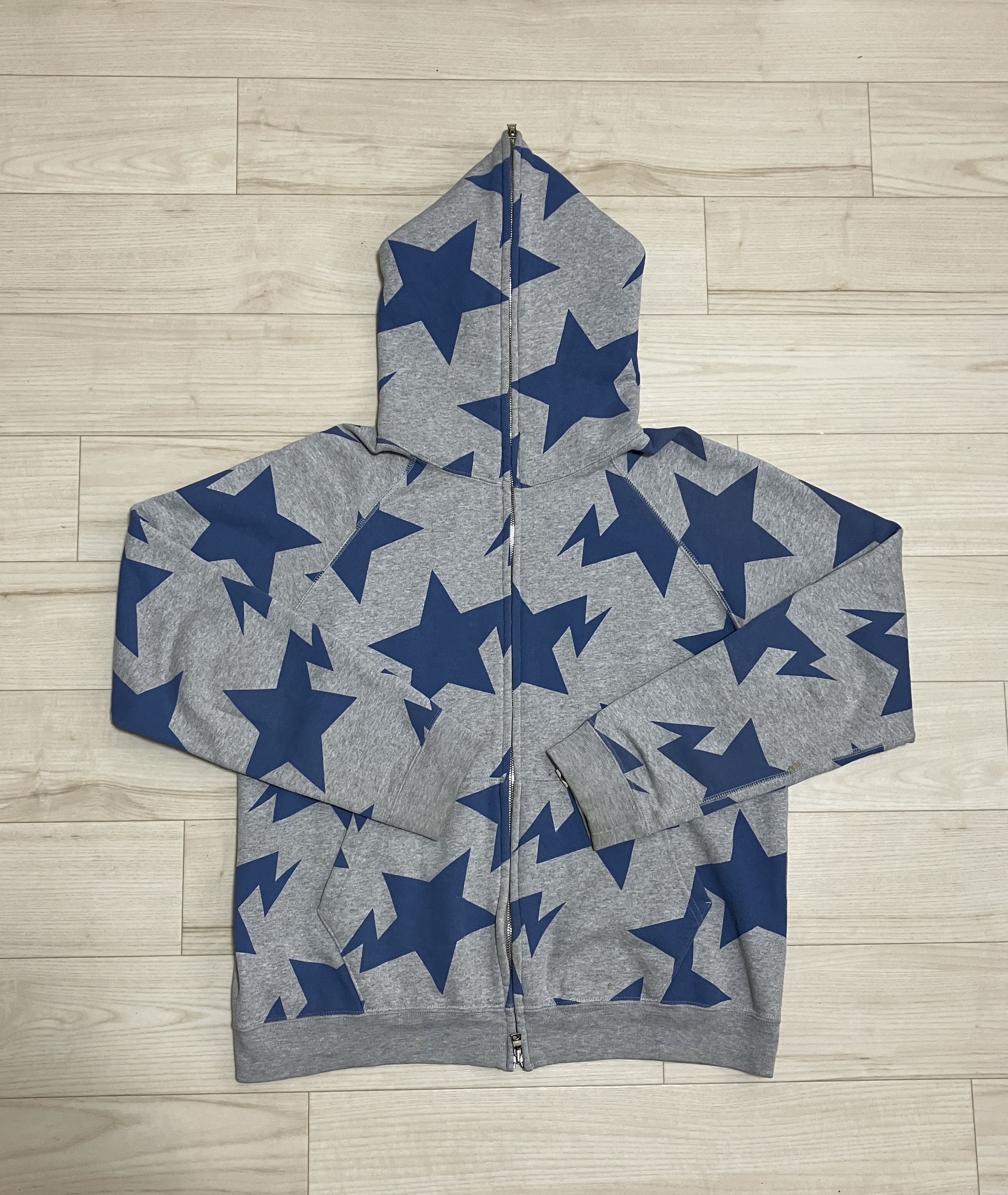 image of Bape Sta Pattern Full Zip Hoodie in Grey, Men's (Size Small)