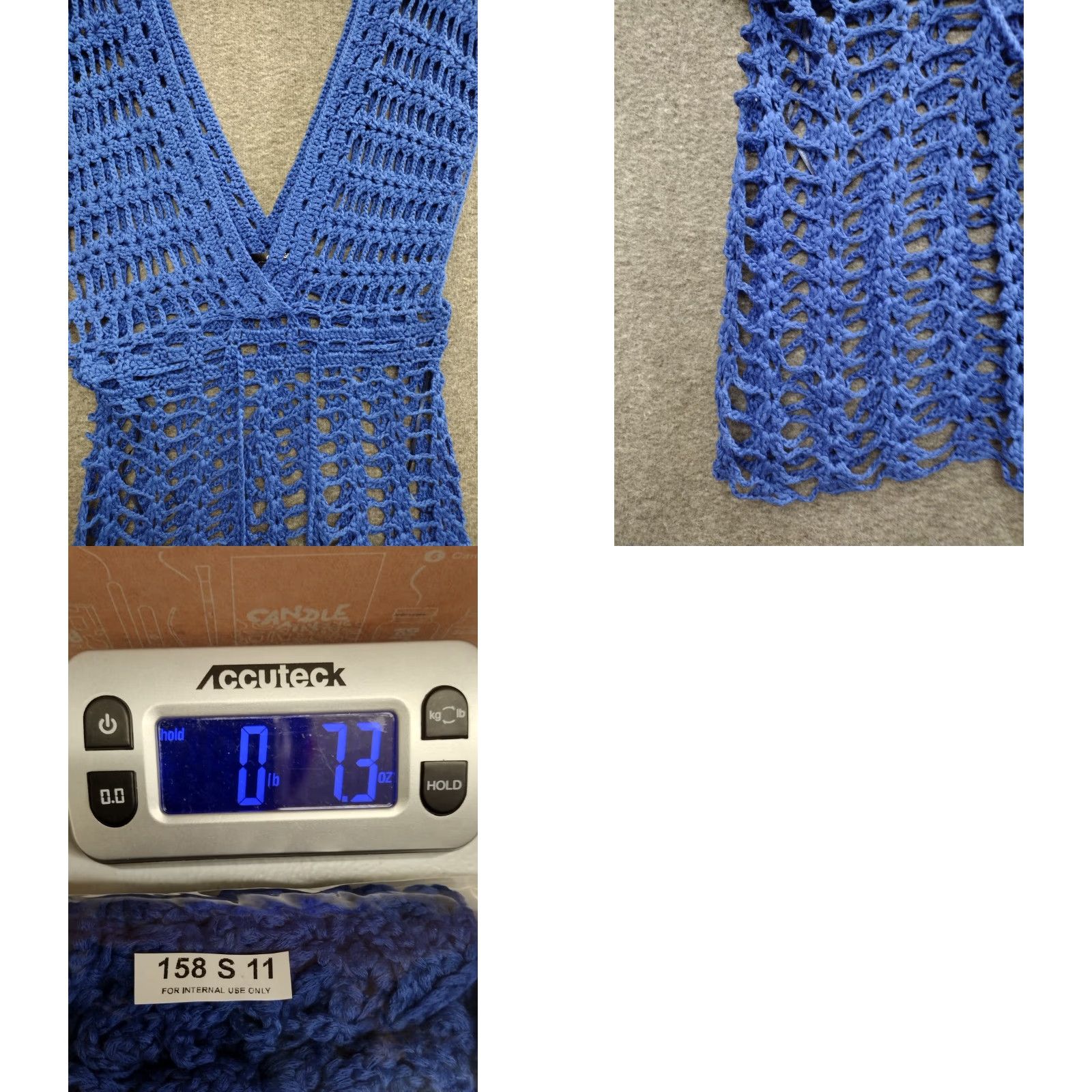 Vintage Codigo Crochet Knitted Blue V-Neck Beach Mini Dress S Shirt Women Blue 90s Bohemian Clubwear Fashion Size S / US 4 / IT 40 - 8 Thumbnail