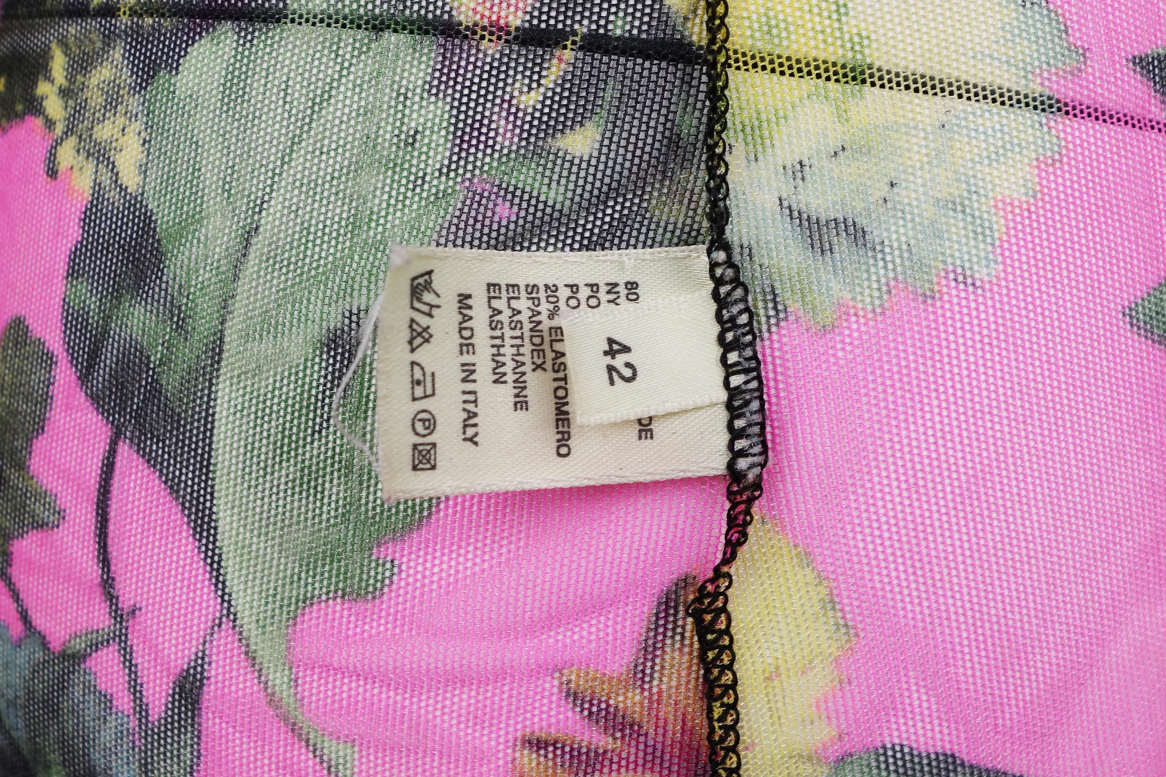 Roberto Cavalli Roberto Cavalli 90s Pink Mesh Tank Top Floral Print Vintage Size M / US 6-8 / IT 42-44 - 7 Thumbnail