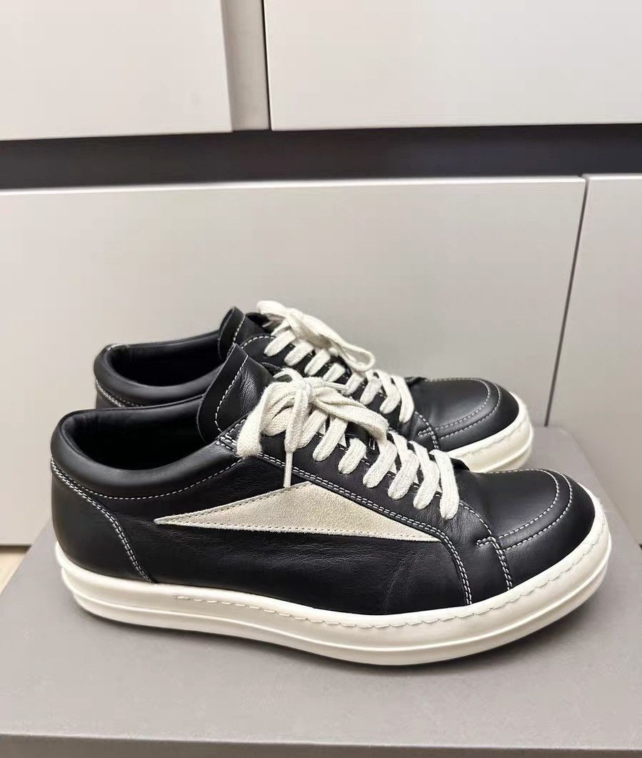 Rick Owens Rick Owens mainline black and white low-top leather shoes Size US 7 / EU 40 - 1 Thumbnail