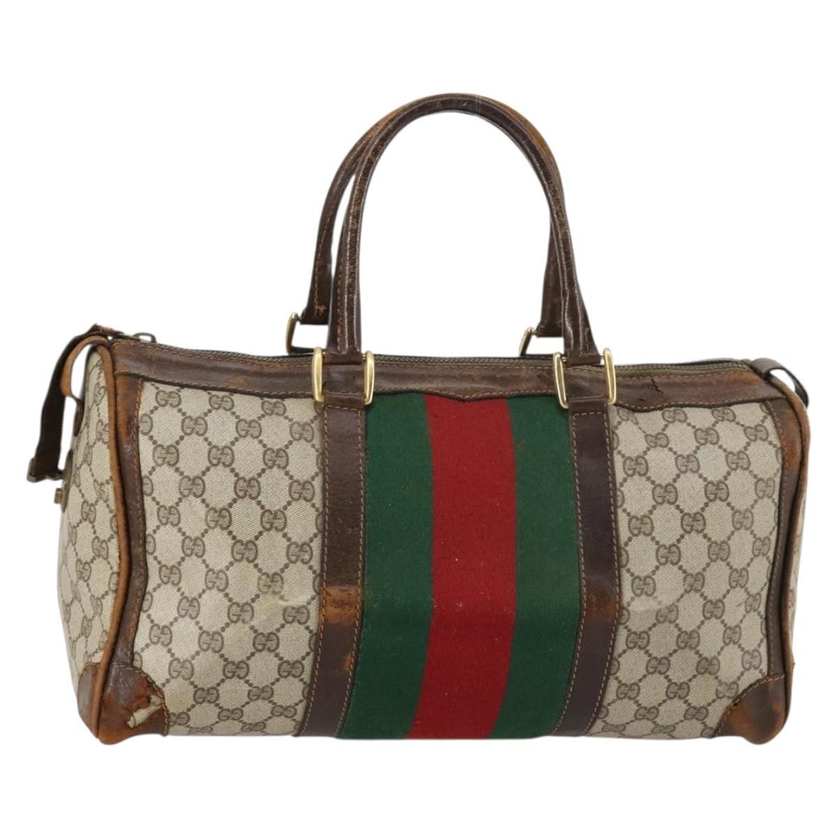 Old Gucci Sherry Line GG Pattern PVC Leather Boston Bag