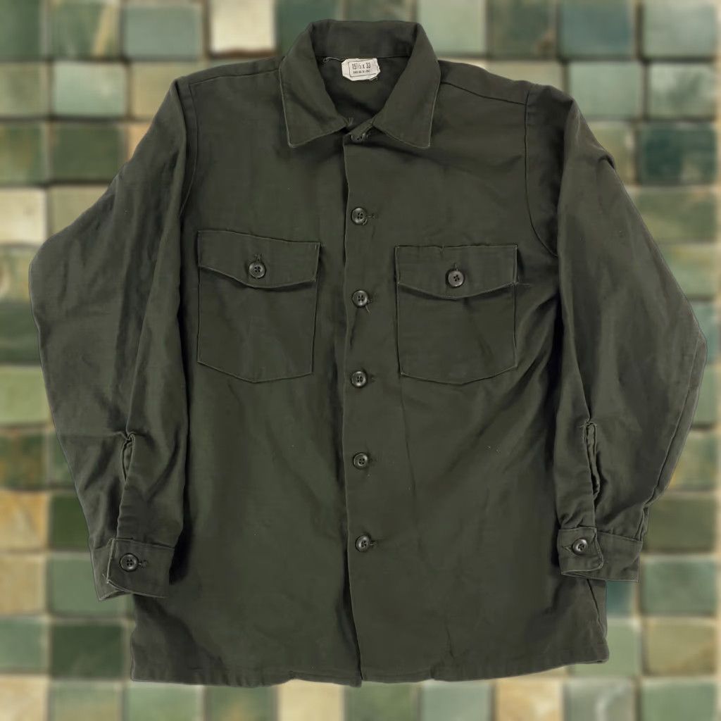 Vintage VINTAGE US Army Button-Up Utility Shirt Green Mens 15.5/33 Long Sleeve 70s Size US L / EU 52-54 / 3 - 1 Thumbnail