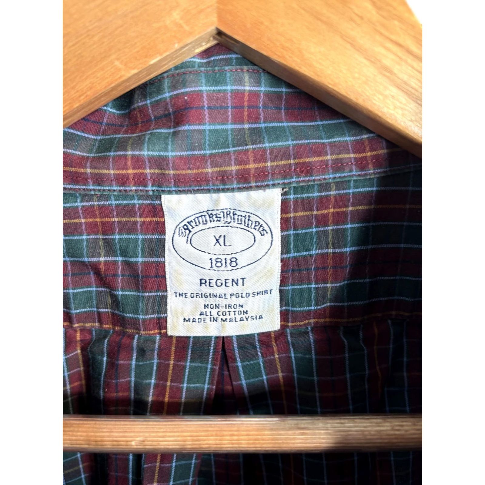 Brooks Brothers Brooks Brothers Shirt Mens XL Green Plaid Regent Non-Iron Button-Down Dress Shirt Size 46R - 3 Thumbnail