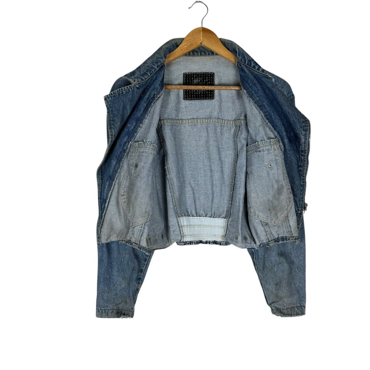 Camel ☀️90s SWEET CAMEL DENIM BIKERS CROPPED JACKET Size S / US 4 / IT 40 - 10 Thumbnail