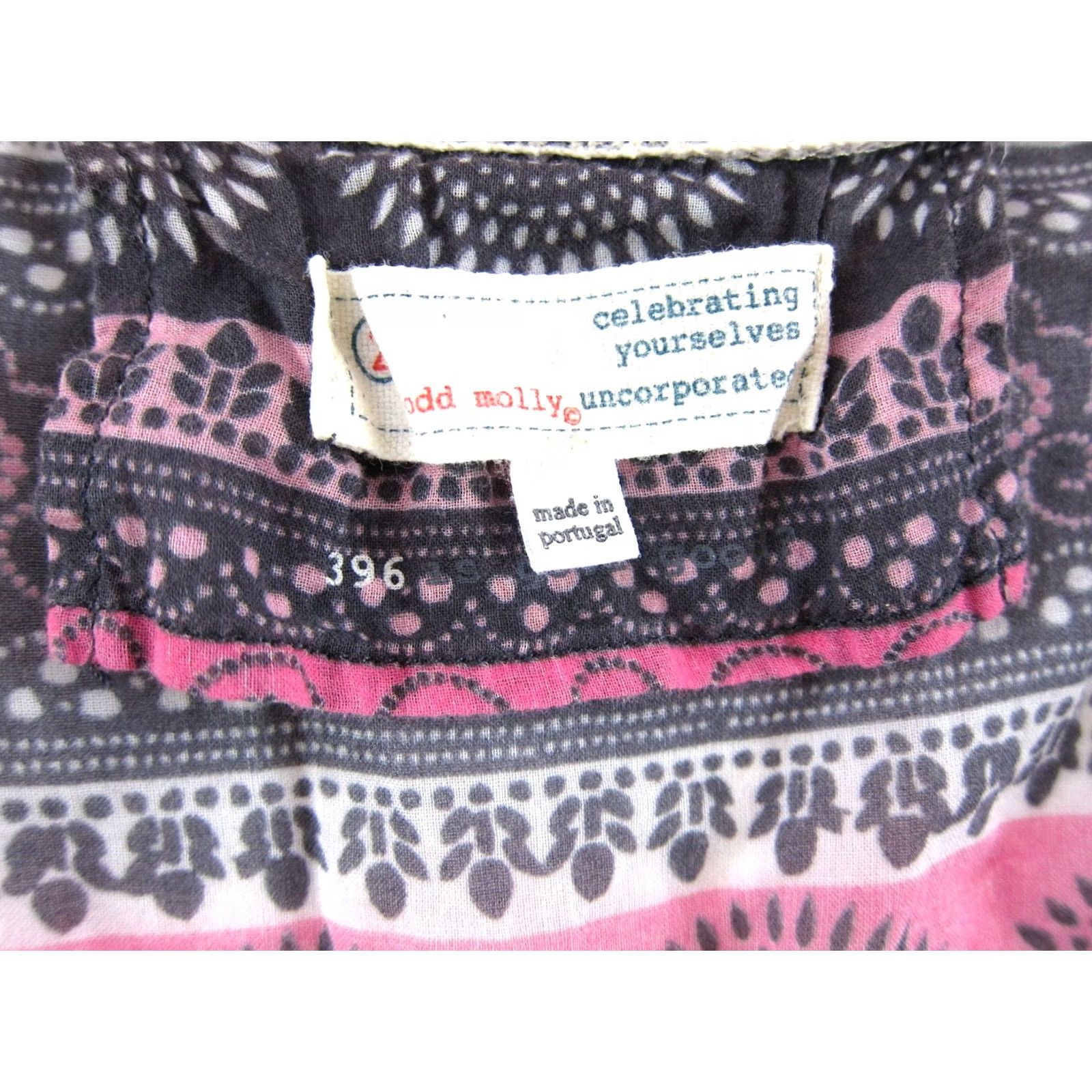 Pinko Odd Molly Blouse 3/4 Sleeve Peasant 100% Cotton Lightweight Pink Grey Size 2 Floral V-Neck Zip Womens Size XS / US 0-2 / IT 36-38 - 3 Thumbnail