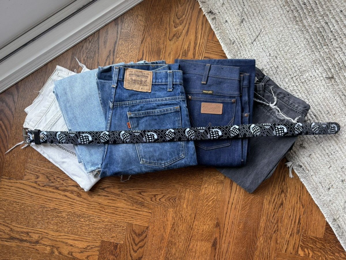 Other × Vintage 2000s Vintage Leather Belt Y2K Grenade Print Punk Rock 1990s Size 38 - 4 Thumbnail