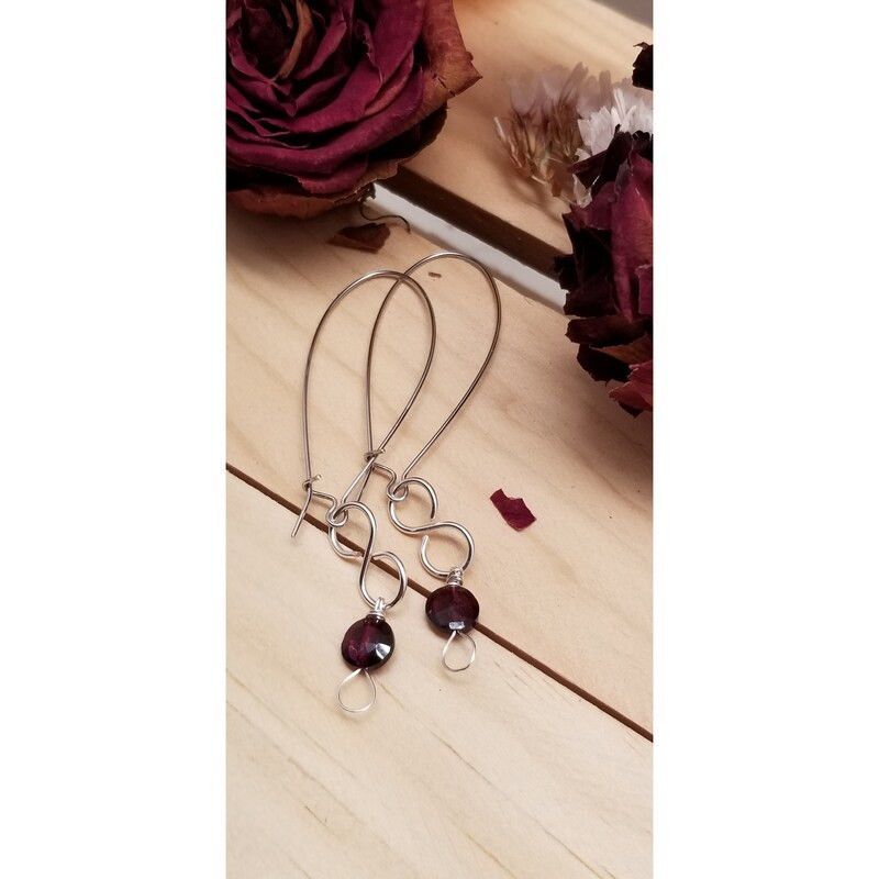 Handmade Handmade Dainty Silver & Purple Dangle Earrings Size ONE SIZE - 5 Thumbnail