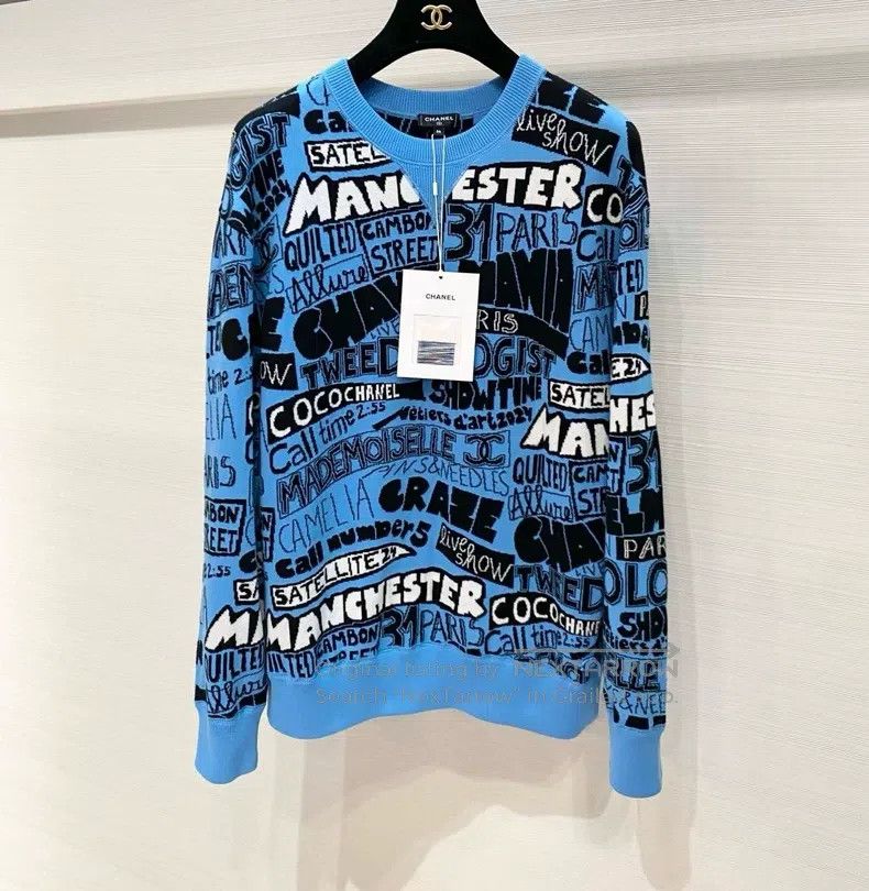 Chanel Chanel 24A High-end Handicraft Workshop Blue Letter Graffi Size XS / US 0-2 / IT 36-38 - 1 Thumbnail