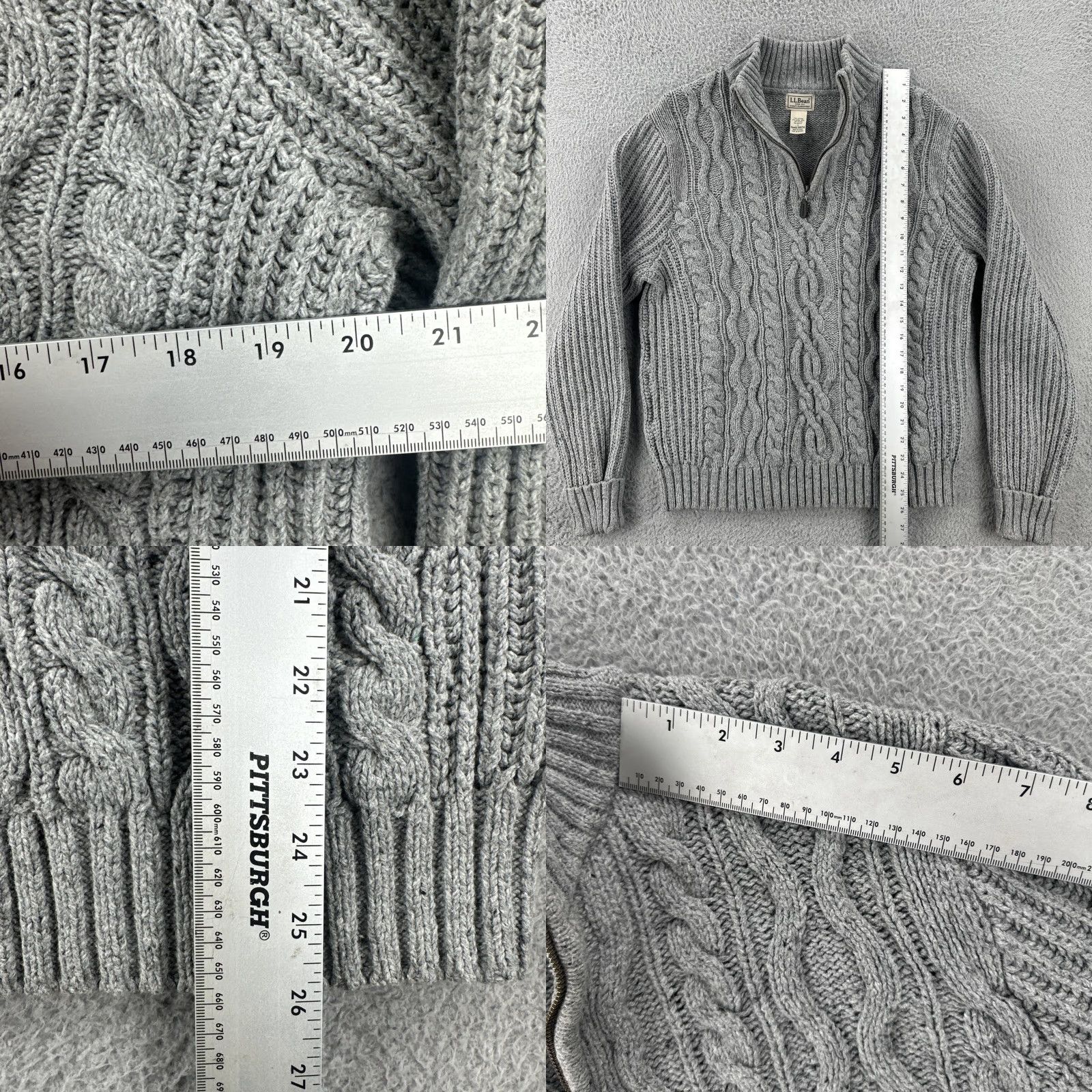 Vintage VINTAGE L.L. Bean Mens Sweater Knit 1/4 Zip Chunky Gray Large EUC Pullover Y2K Mens Size US L / EU 52-54 / 3 - 8 Thumbnail