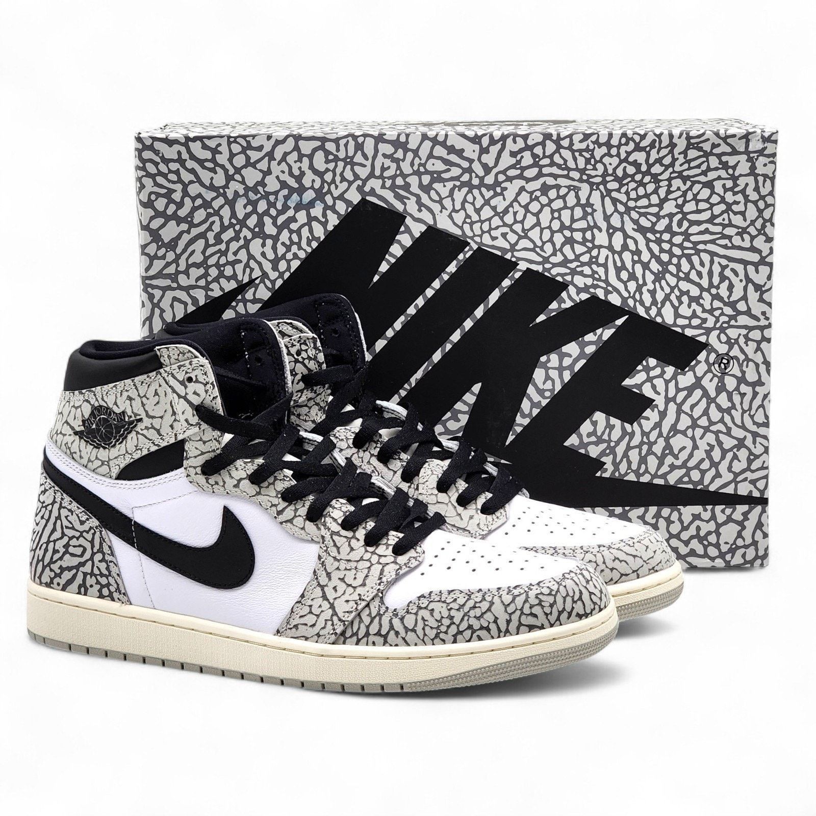 Size 12.5-[NEW] Men\'s Nike Air Jordan 1 Retro High OG Shoes White DZ5485-052 Air Jordan 1 High OG “White Cement” DZ5485-052 Tech Grey  main image 2
