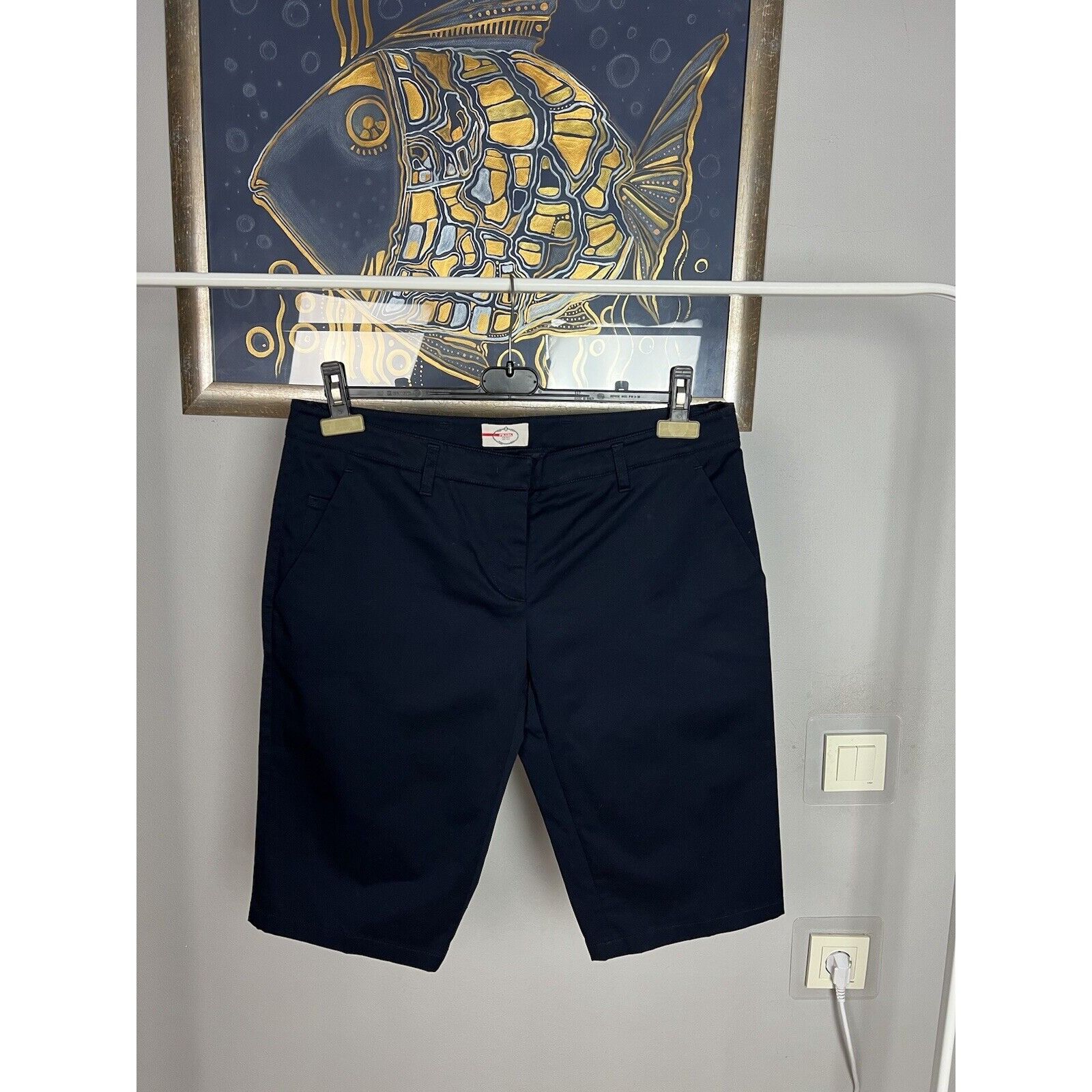 Prada MINT! Prada Red Tab Women`s Blue Straight Classic Shorts Siz Size 32" / US 10 / IT 46 - 5 Thumbnail