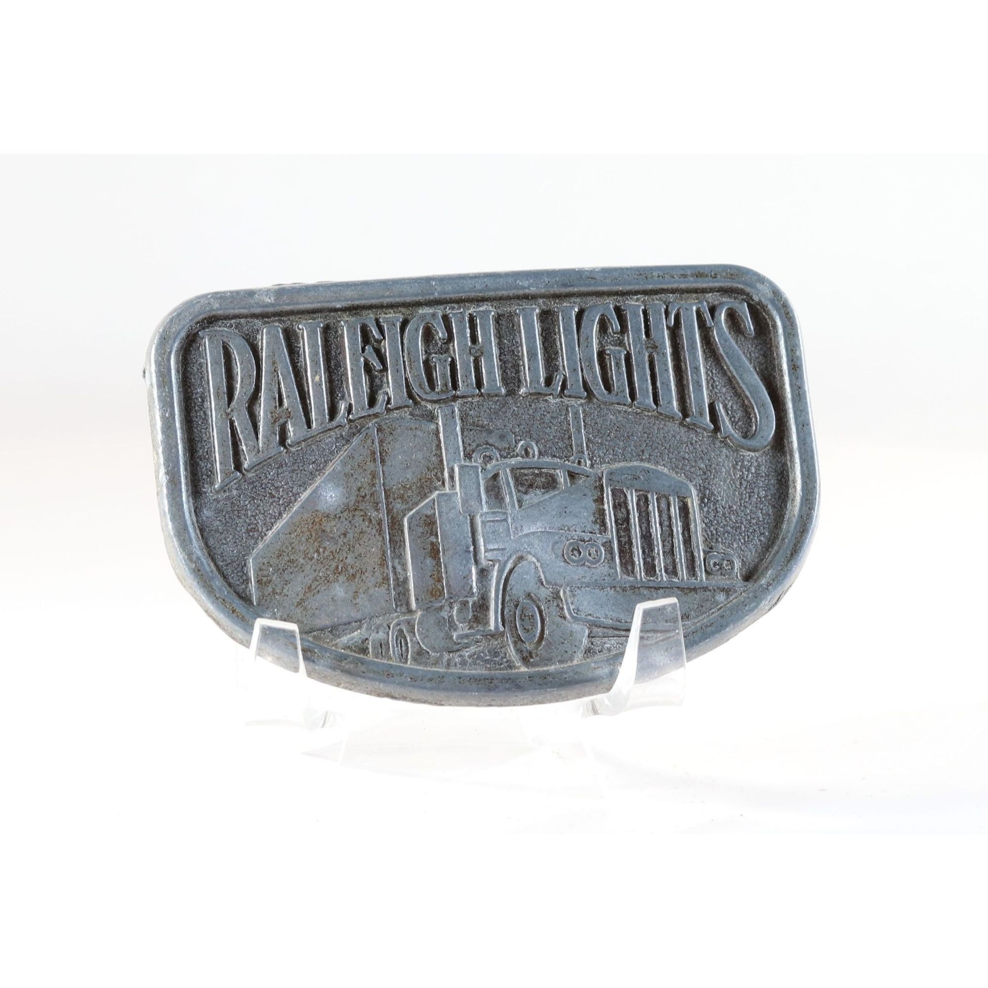 Vintage Belt Buckle Raleigh Lights Cigarettes Tobacco Trucking Solid Size ONE SIZE - 1 Thumbnail
