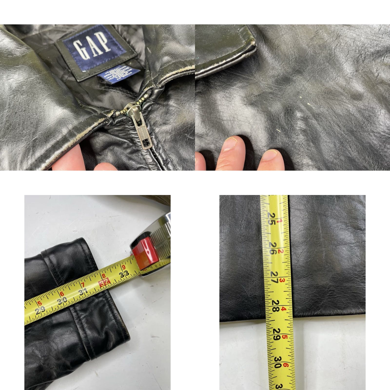 Gap VINTAGE Gap Leather Black Bomber Jacket L Men Full Zip Thick Lined Quilted Biker 90s Mens Size US L / EU 52-54 / 3 - 8 Thumbnail
