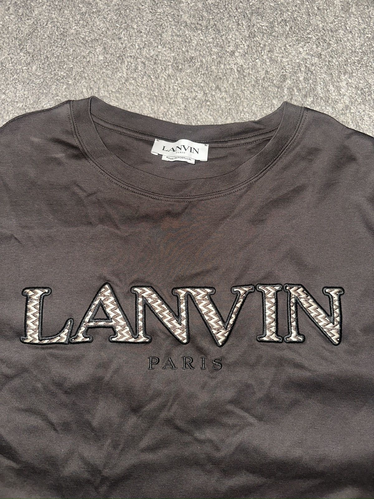 Lanvin Lanvin Curb Embroider T-Shirt Ebony Size US XXL / EU 58 / 5 - 2 Thumbnail