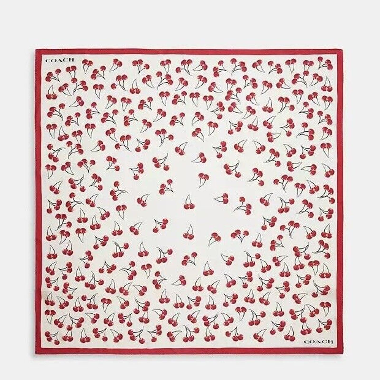 Coach NWT Limited Coach Cherry Swirl Print Silk Square Scarf CZ533 Size ONE SIZE - 1 Thumbnail