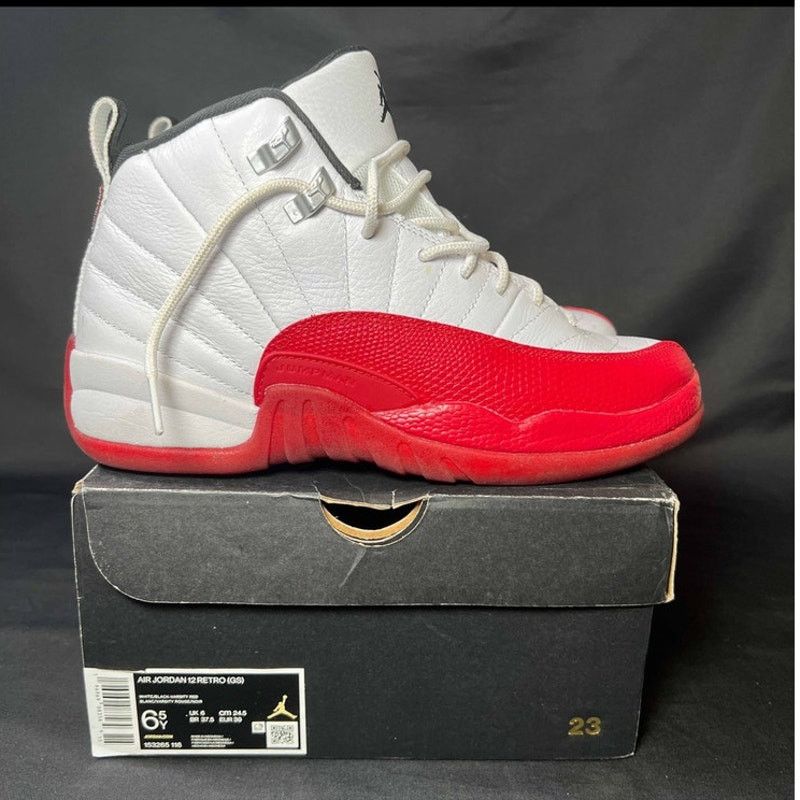 Jordan Brand × Nike Size 6.5 Nike Air Jordan 12 Retro GS Cherry 2023 Men's Shoes Size US 6.5 / EU 39-40 - 1 Thumbnail