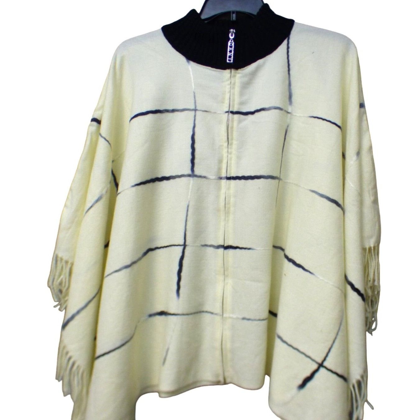 DKNY DKNY Zip Front Ombre Twist Full Zip Ruana / Poncho , Cream 1 Size ONE SIZE - 11 Thumbnail