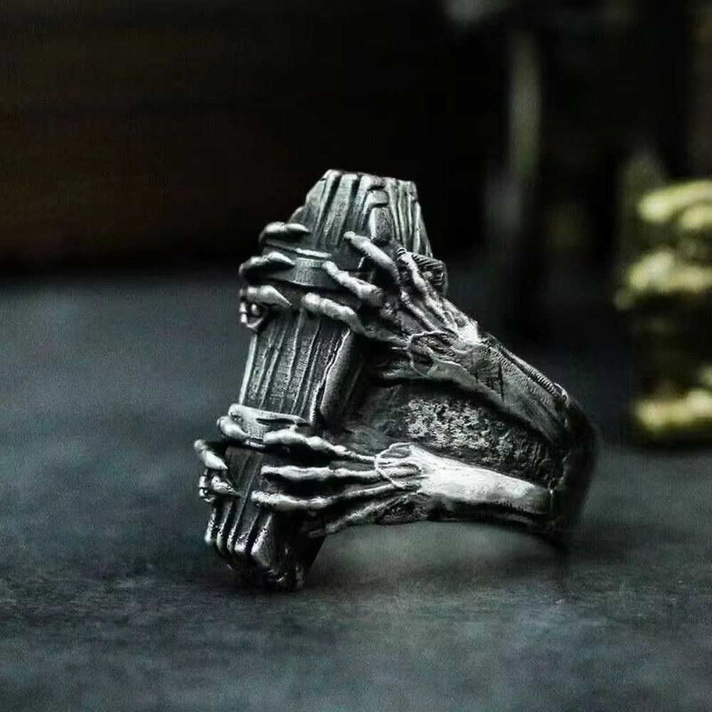 Jewelry Classic Vintage Coffin Ghost Claw Vampire Devil Ring Size ONE SIZE - 1 Thumbnail