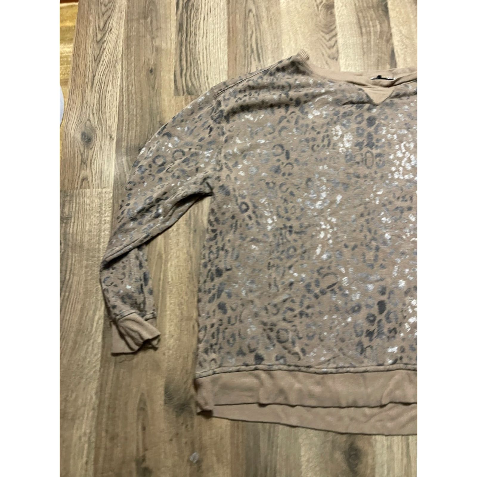 Vintage Jane + Delany Shirt Women XL Brown Cheetah Print Long Sleeve Casual Modern Regular T-Shirt Size XL / US 12-14 / IT 48-50 - 3 Thumbnail