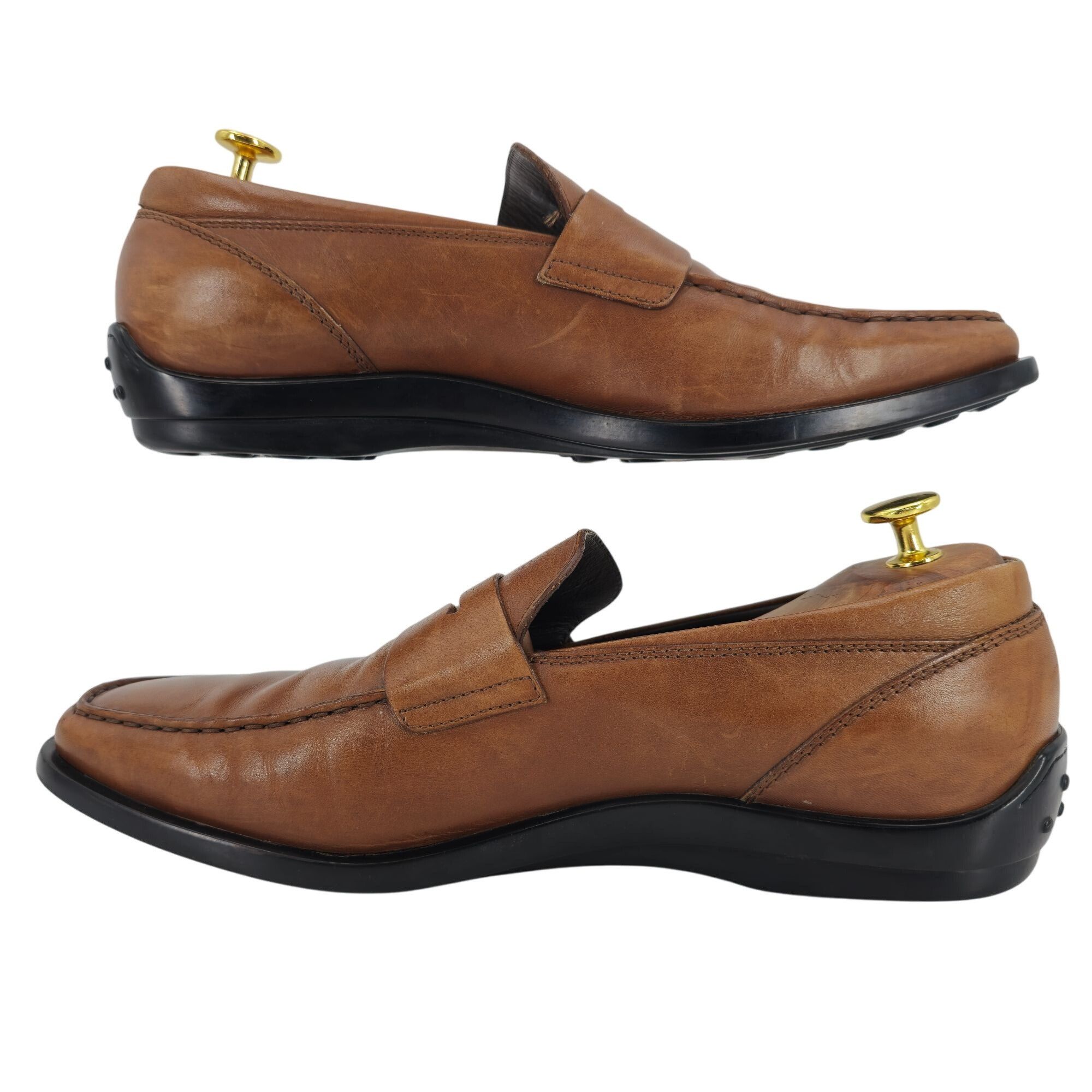 Tod's Tods Italy Mens 9.5 Light Brown Leather Dress Casual Shoes Size US 9.5 / EU 42-43 - 6 Thumbnail