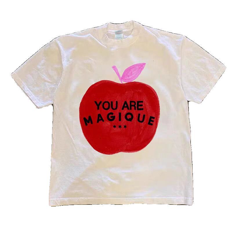 Vintage Loose White Apple Print Casual Short Sleeve T-Shirt Size US S / EU 44-46 / 1 - 3 Thumbnail