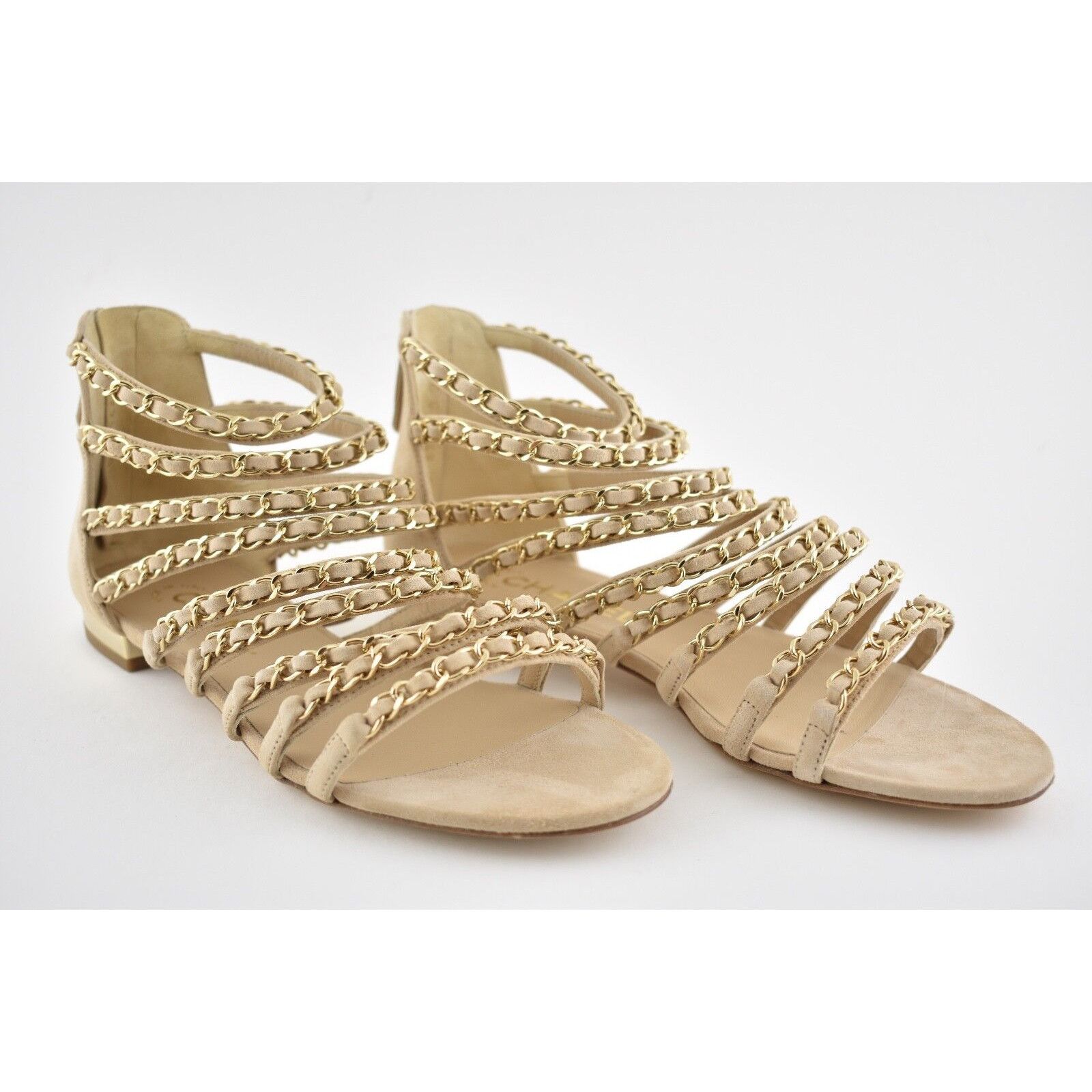 Chanel Chanel 18P Beige Suede Chain Gold CC Gladiator Strap Size US 6.5 / IT 36.5 - 4 Thumbnail