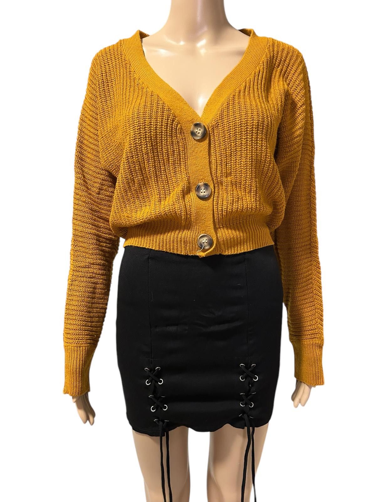 Other Dynamite Cropped Knit Cardigan in Mustard Size S / US 4 / IT 40 - 1 Thumbnail