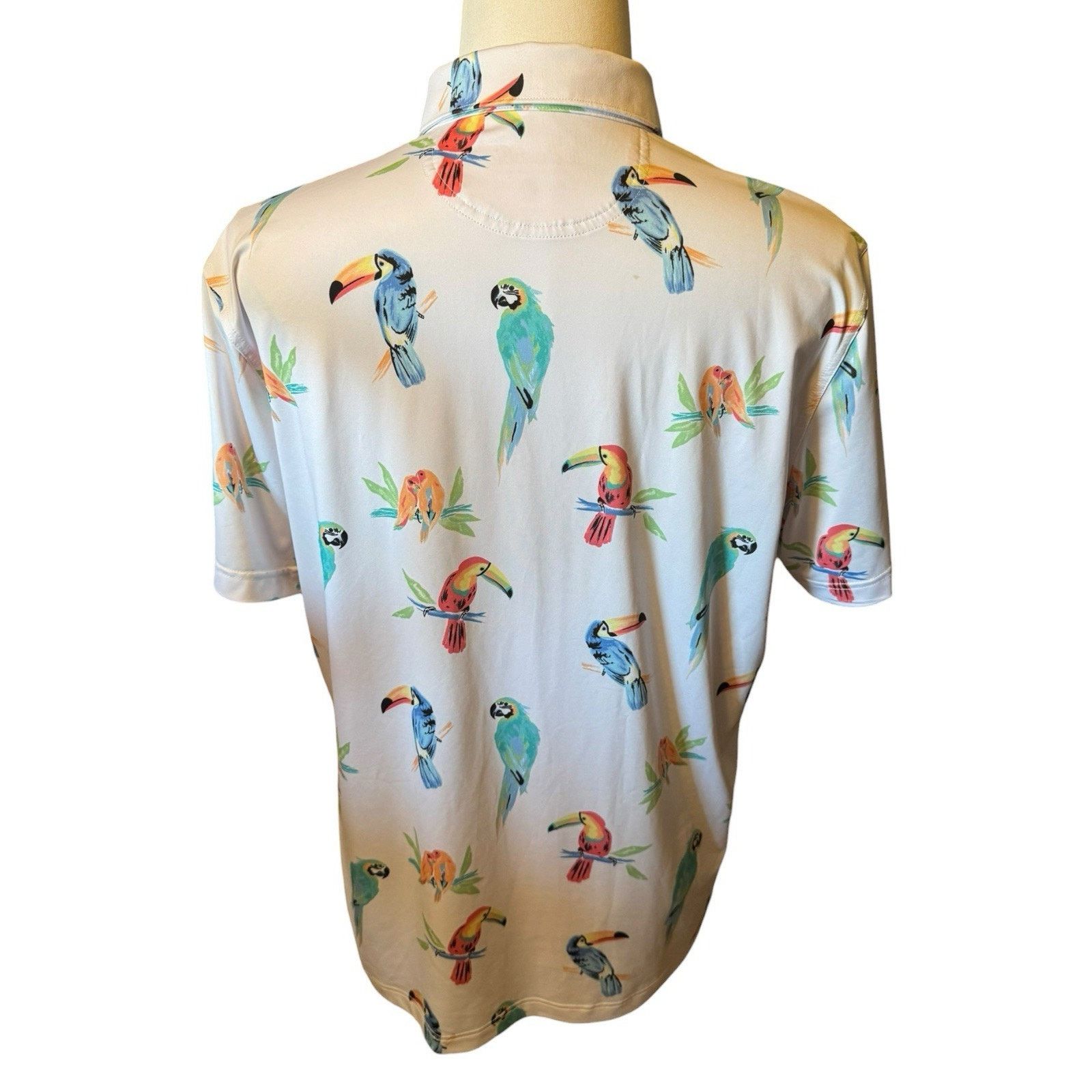 Chubbies CHUBBIES Golf Dude Where's Macaw Parrot White Polo Shirt Size US L / EU 52-54 / 3 - 4 Thumbnail