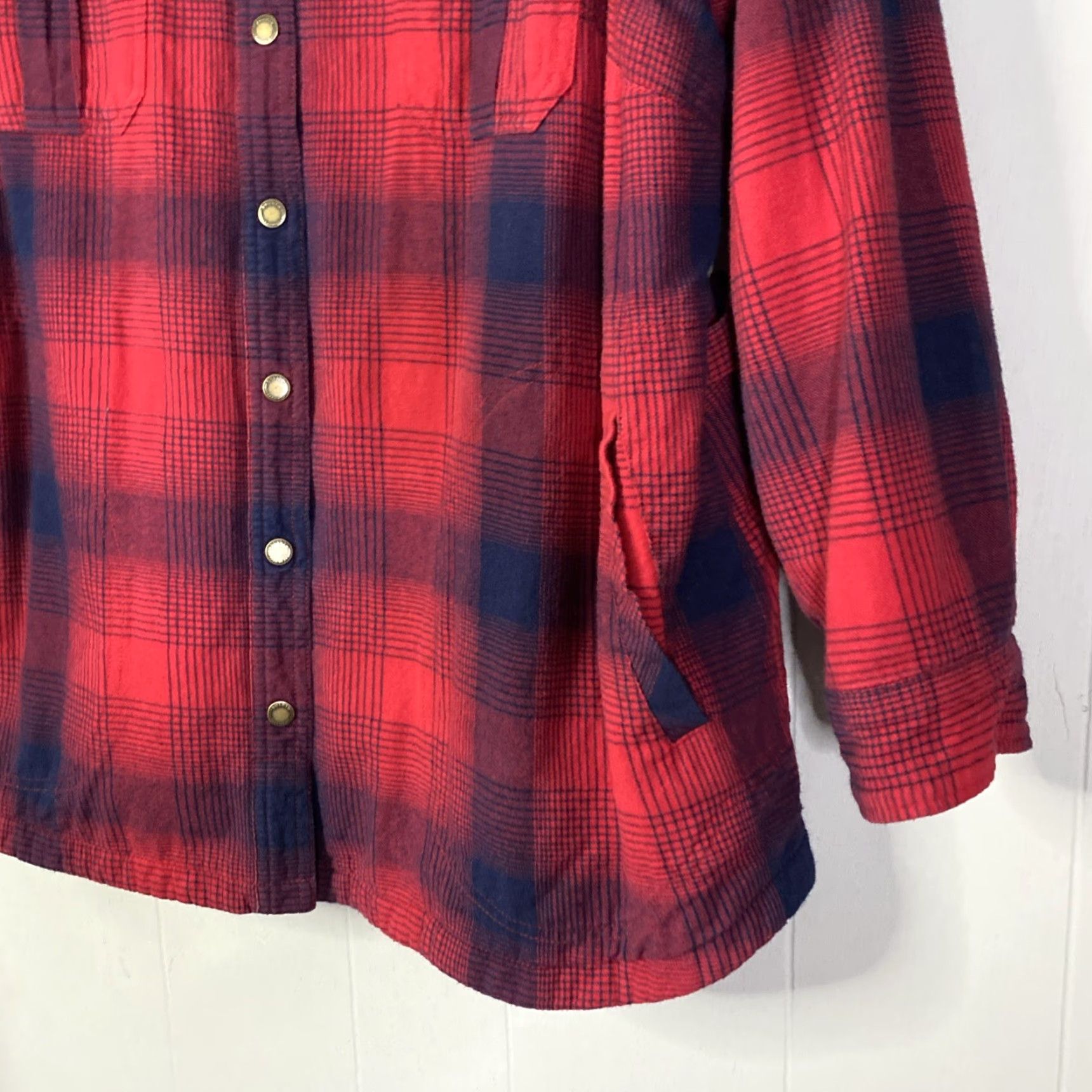 Duluth Trading Company Duluth Flannel Heavy Weight Lined Buffalo Plaid 2X Plus Size Button-Up Women Jacket Brown Cotton Plaid 2X Womens Size XXL / US 16-18 / IT 52-54 - 4 Thumbnail