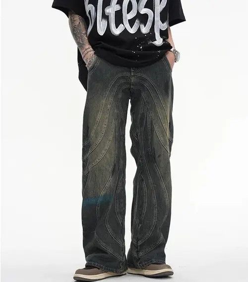 Jean × Vintage Y2K Dirty Grunge Hip Hop Baggy Jeans Size US 34 / EU 50 - 3 Thumbnail