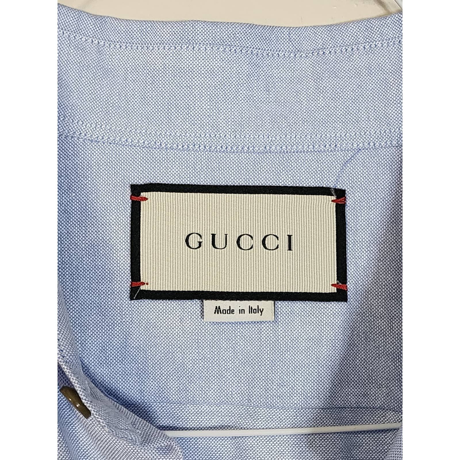 Gucci New GUCCI Dress Shirt Top w Logo Embroidery Sz 50 / L Large Size US L / EU 52-54 / 3 - 6 Thumbnail