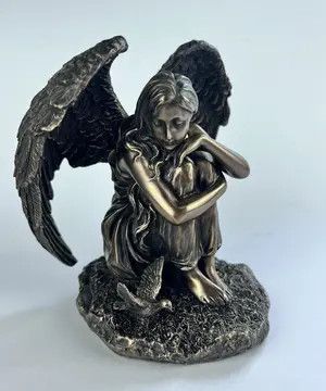 Vintage Angel Girl Figure Polystone Bronze Made in Italy 18 cm Size ONE SIZE - 4 Thumbnail