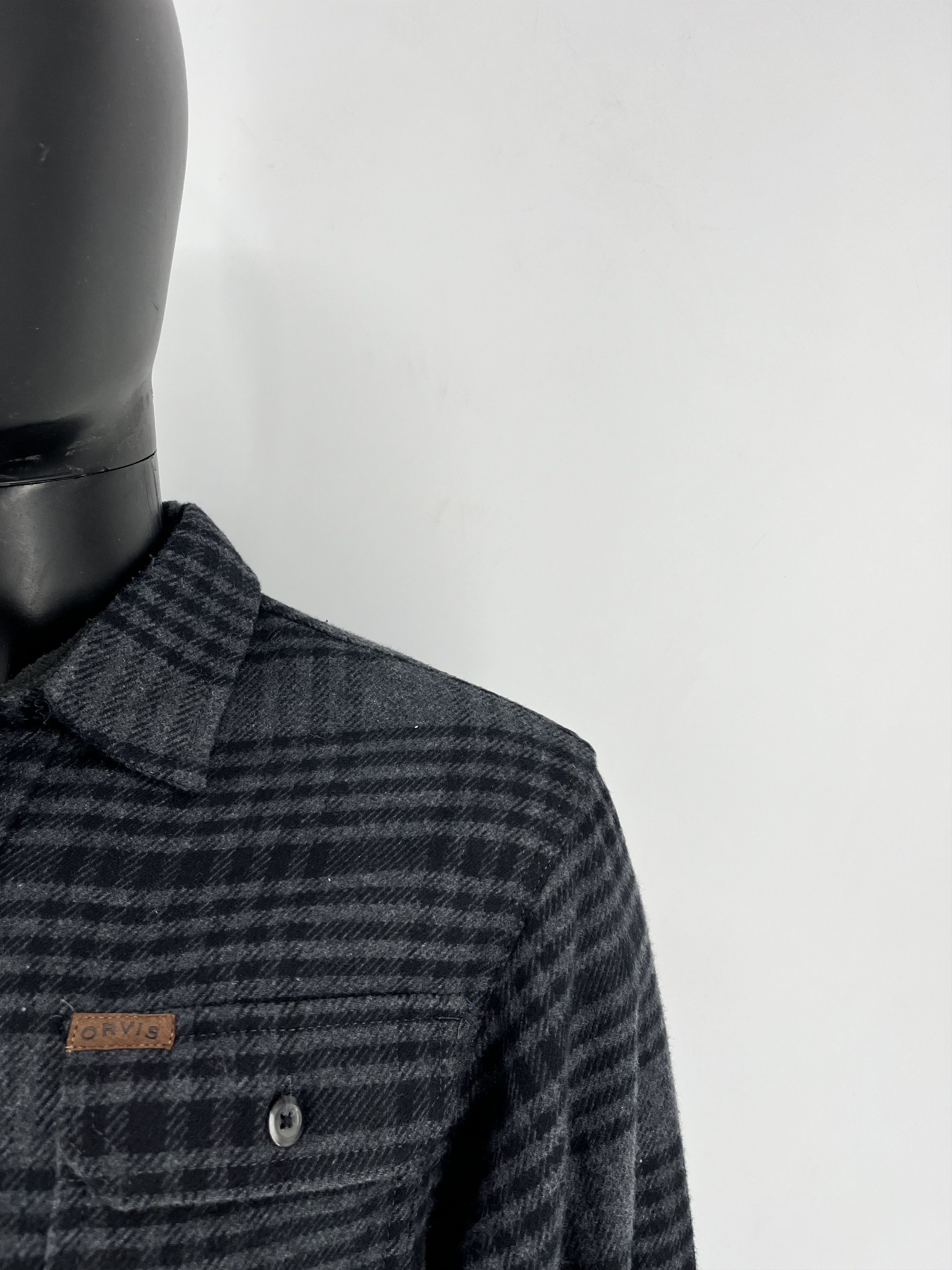 Orvis × Vintage Orvis Thick Flannel Button Front Shirt Grey Plaid Mens M Size US M / EU 48-50 / 2 - 8 Thumbnail